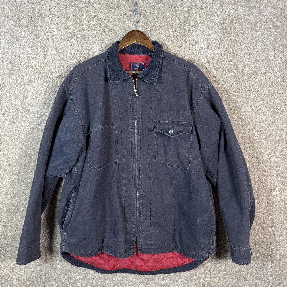 American Eagle Outfitters Canvas Jacket Mens Large Blue Quilted Lined Workwear
